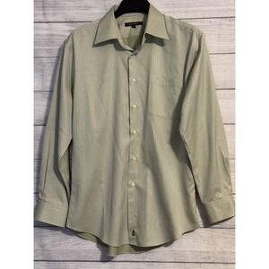 Nordstrom Smartcare Wrinkle Free Green Stripe Long Sleeve Dress Shirt 16 Cotton
